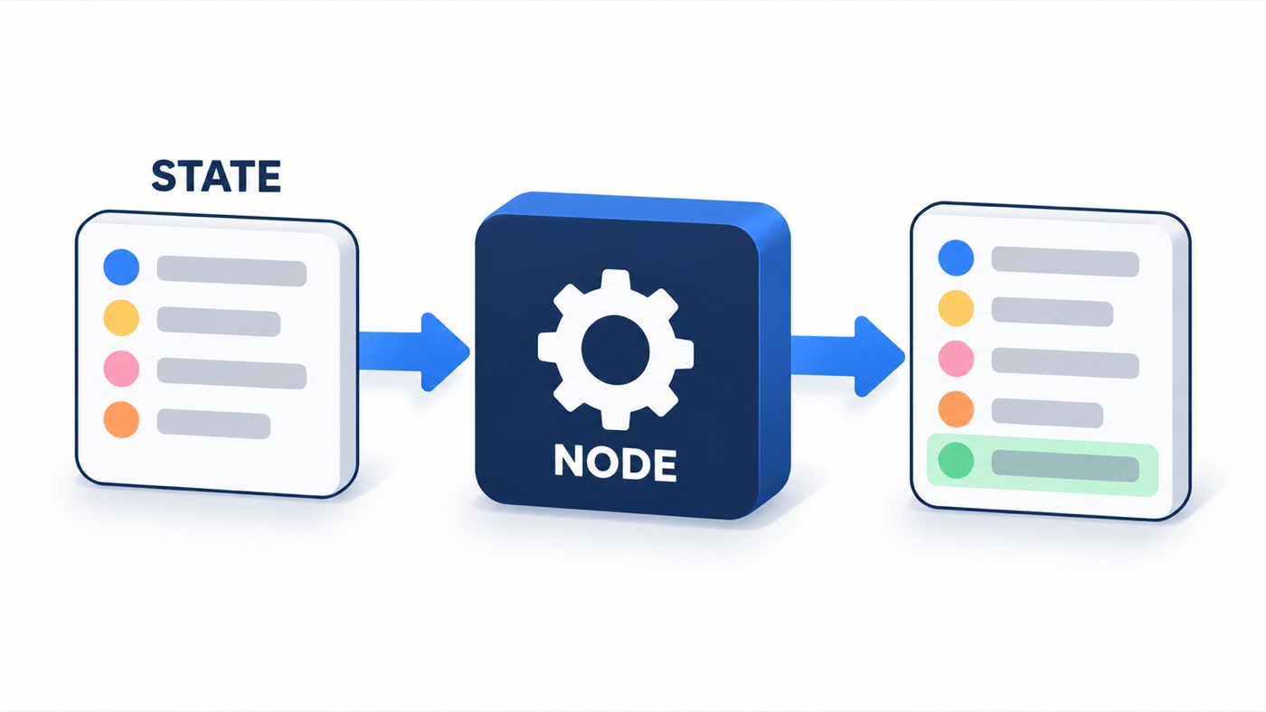 Illustration: A CI step receives a test-run record and adds one field, such as a build ID, before passing it on.