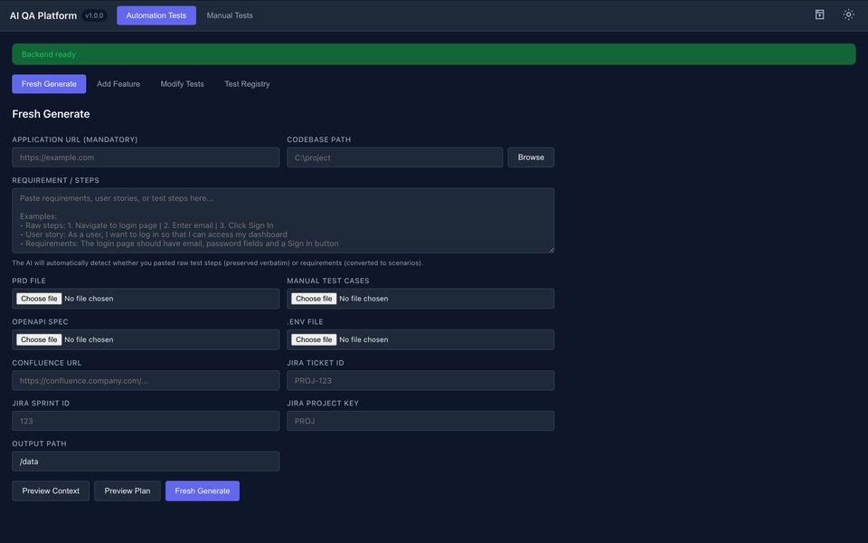 Screenshot of AI QA Platform