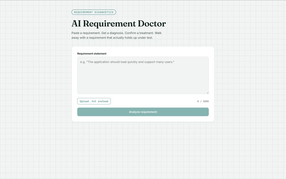 Screenshot of AI Requirement Doctor