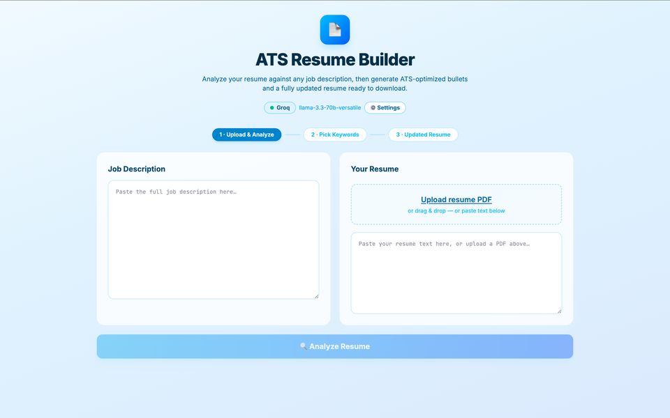 Screenshot of ATS Resume Builder