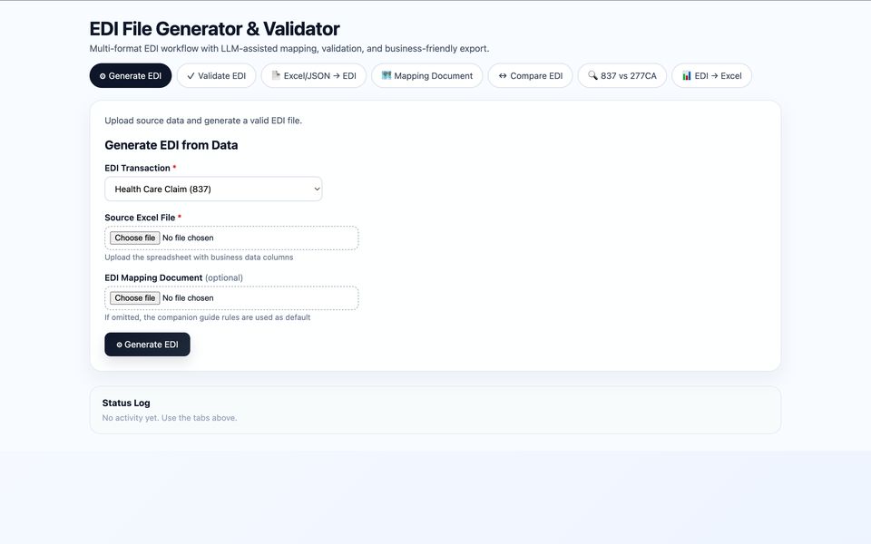 Screenshot of EDI File Generator & Validator