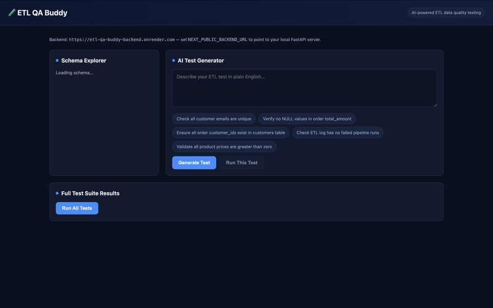 Screenshot of ETL QA Buddy