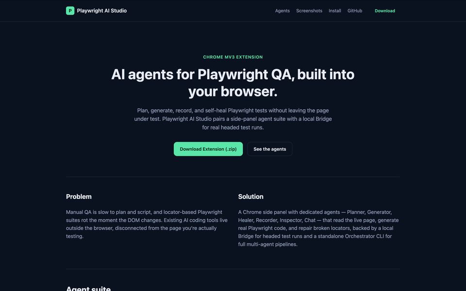 Screenshot of Playwright AI Studio