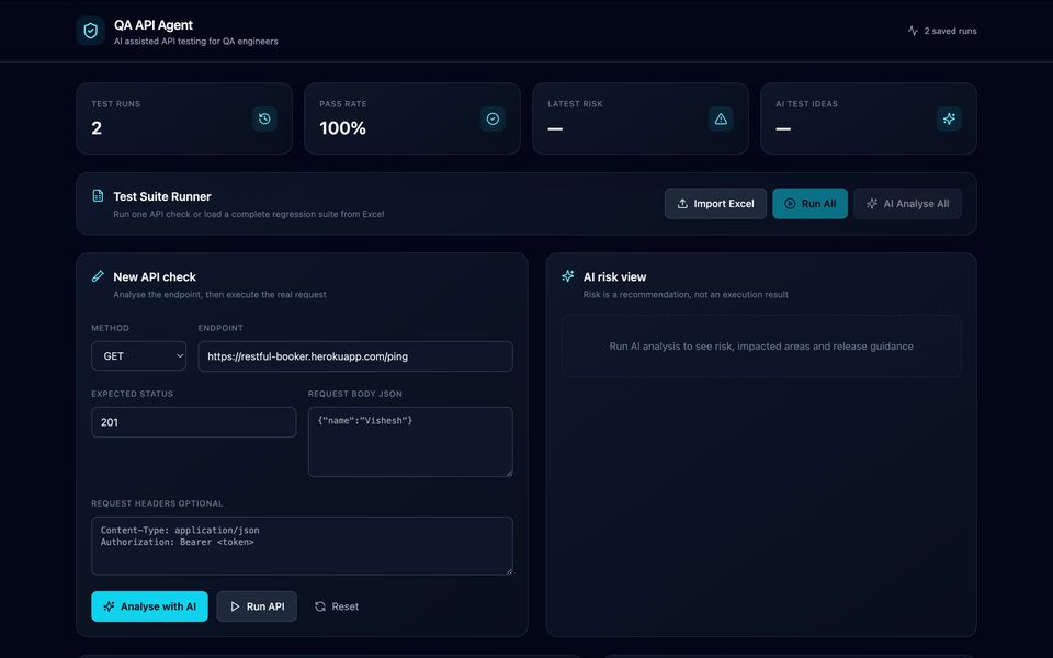 Screenshot of QA API Agent