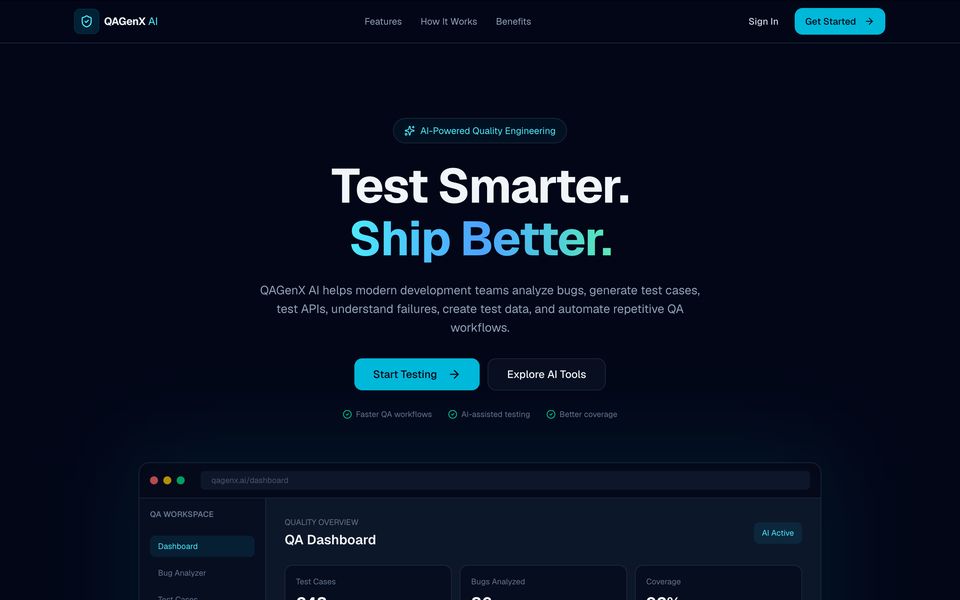 Screenshot of QAGenX AI