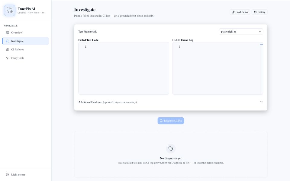 Screenshot of TraceFix AI