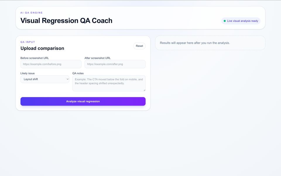 Screenshot of Visual Regression QA Coach
